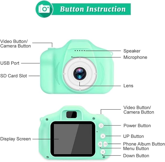 Mini Digital Kids Camera – Shockproof 1080P Action Cam for Boys & Girls with 1000mAh Long-Life Battery