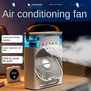 4-in-1 Portable Air Cooler – Personal Air Conditioner, Humidifier & Desktop Fan with 7-Color LED Night Light