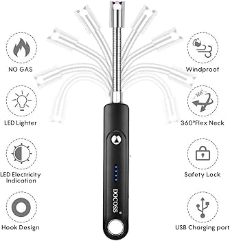 USB Rechargeable Electric Lighter – Flexible Arc Plasma Lighter (Windproof & Flameless)