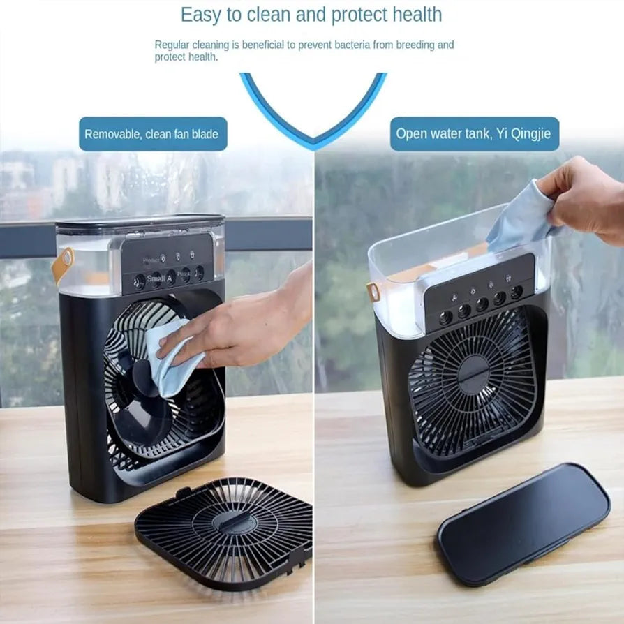 4-in-1 Portable Air Cooler – Personal Air Conditioner, Humidifier & Desktop Fan with 7-Color LED Night Light
