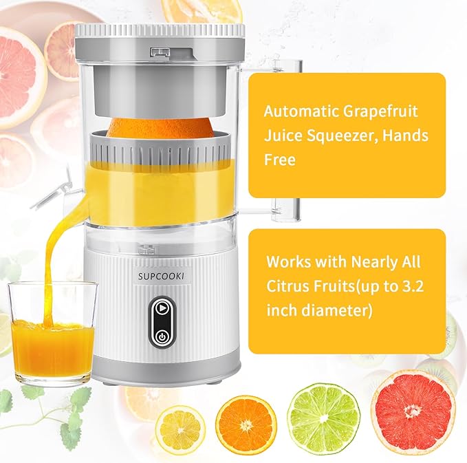 Portable Electric Citrus Juicer – USB Rechargeable, One-Touch Automatic Juicer for Oranges, Lemons & More