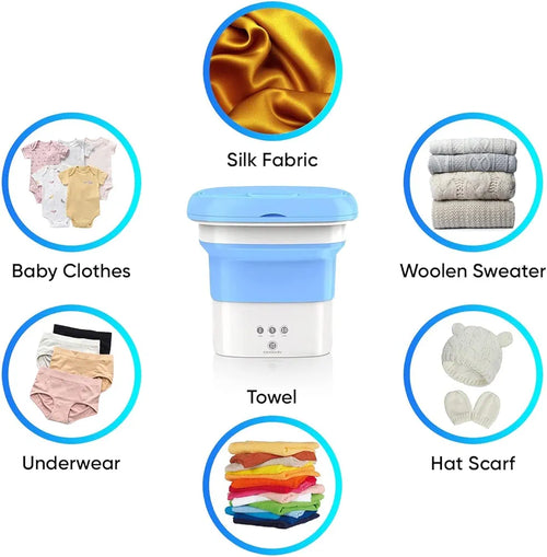 AquaFold Mini Portable Washing Machine – Foldable Washer & Spin Dryer for Baby Clothes, Delicates & Travel
