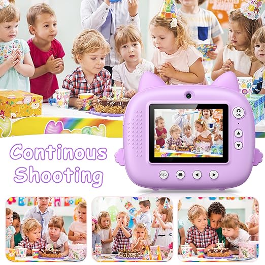 Kids Instant Print Camera – 2.5K HD Video, Zero-Ink Thermal Printing, Selfie Lens & 32GB SD Card Included