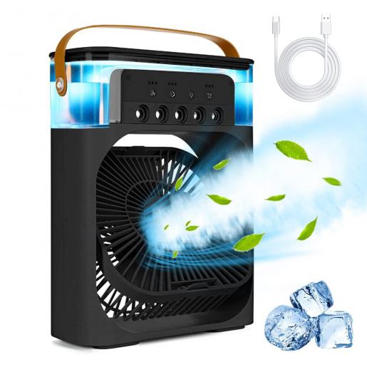 4-in-1 Portable Air Cooler – Personal Air Conditioner, Humidifier & Desktop Fan with 7-Color LED Night Light
