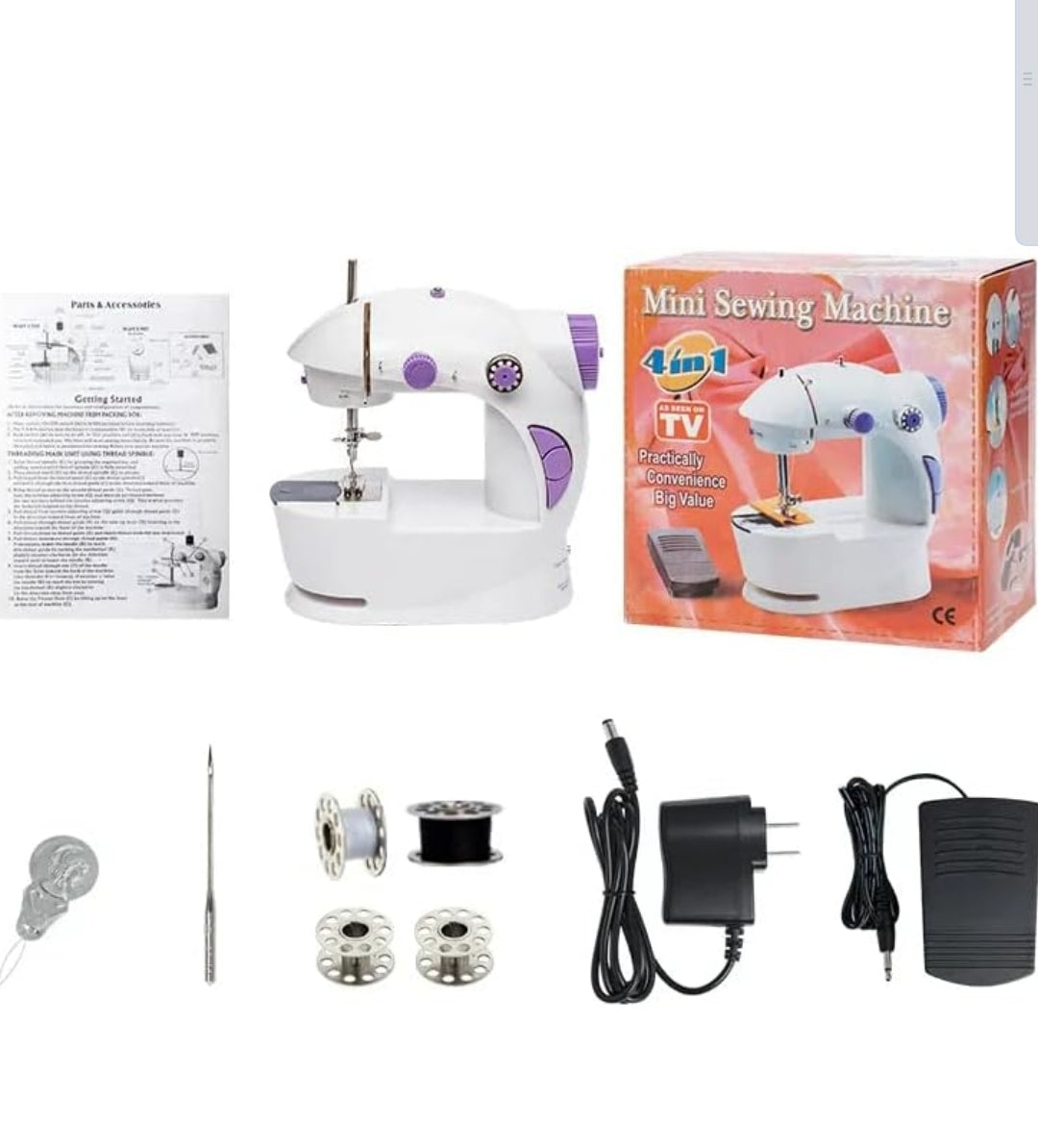 Mini Portable Electric Sewing Machine – Dual Speed, Foot Pedal Control & Complete Starter Sewing Kit