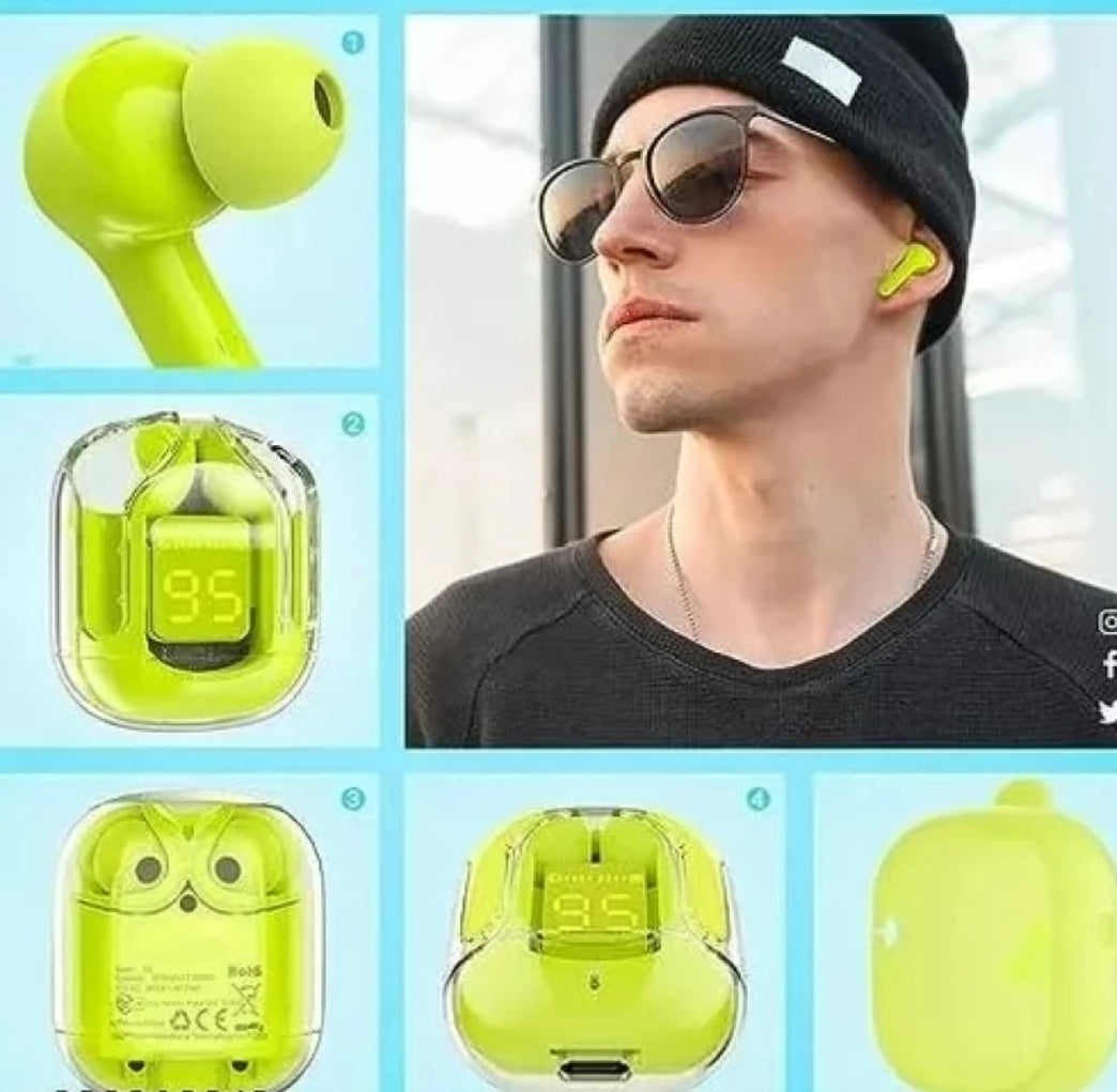 NKL UltraPods Pro – Transparent Design Wireless Earbuds with LED Power Display, Hi-Fi Stereo & Smart Touch Control