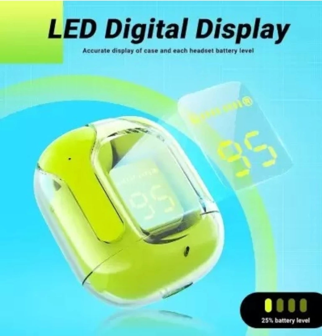 NKL UltraPods Pro – Transparent Design Wireless Earbuds with LED Power Display, Hi-Fi Stereo & Smart Touch Control