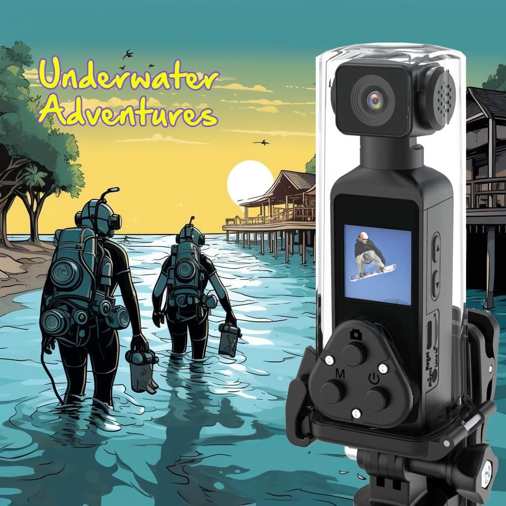 VenturePro™ 4K Pocket Action Camera – 270° Rotatable Lens, WiFi Connectivity, Waterproof Case & Multi-Sport Mount Kit