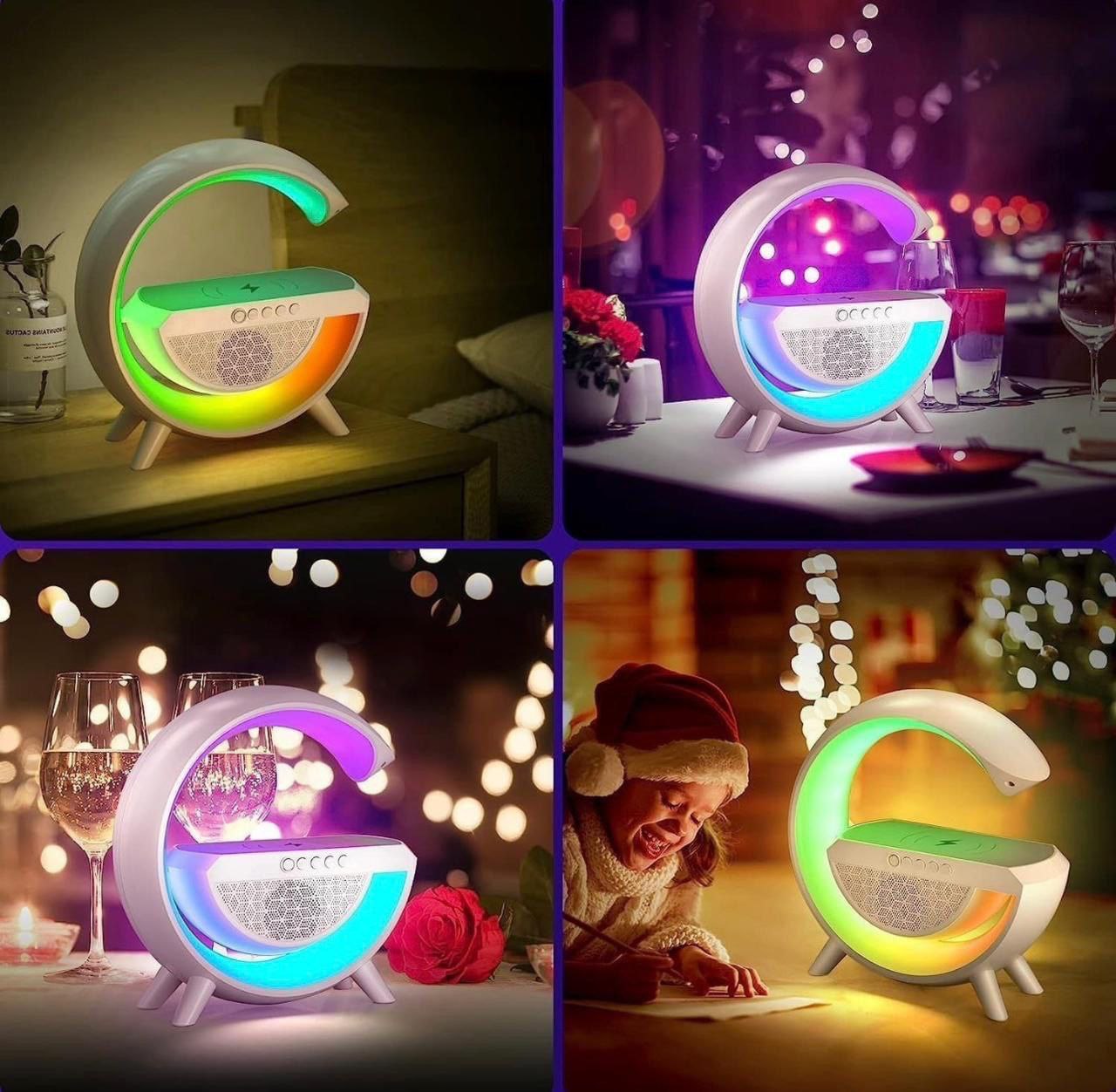 3-in-1 G Shape LED Lamp with Bluetooth Speaker & Wireless Charger
