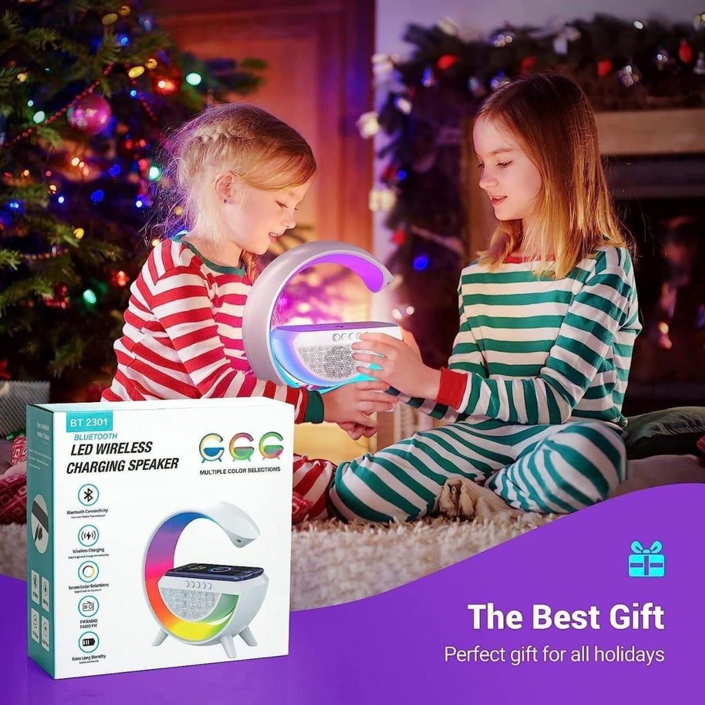 3-in-1 G Shape LED Lamp with Bluetooth Speaker & Wireless Charger