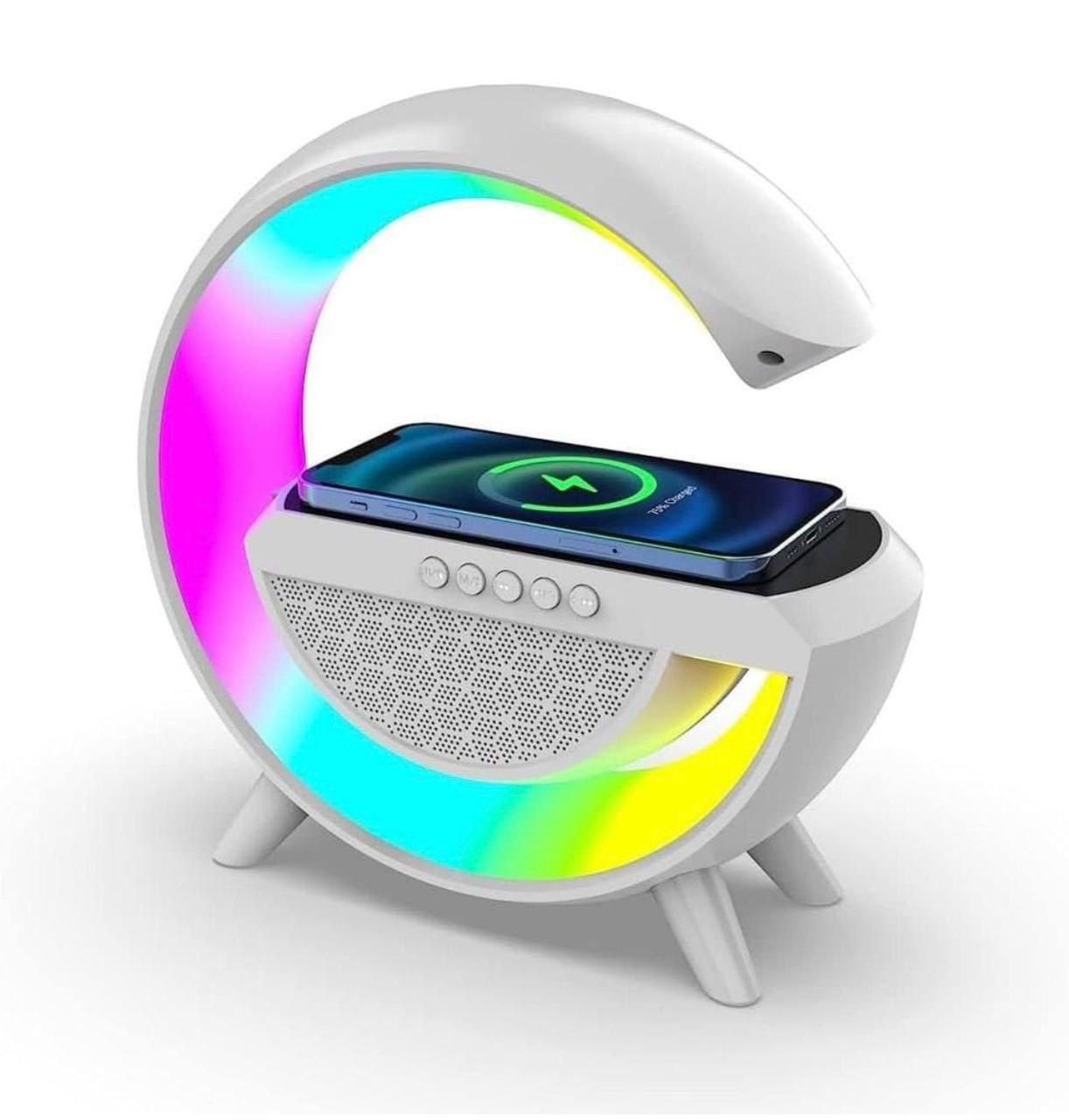 3-in-1 G Shape LED Lamp with Bluetooth Speaker & Wireless Charger