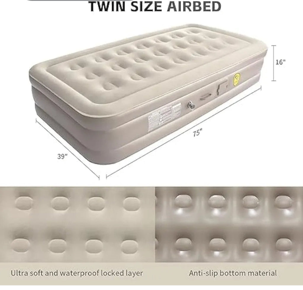 Quick Inflate Air Mattress with Built-in Pump (Ready in 2 Minutes)