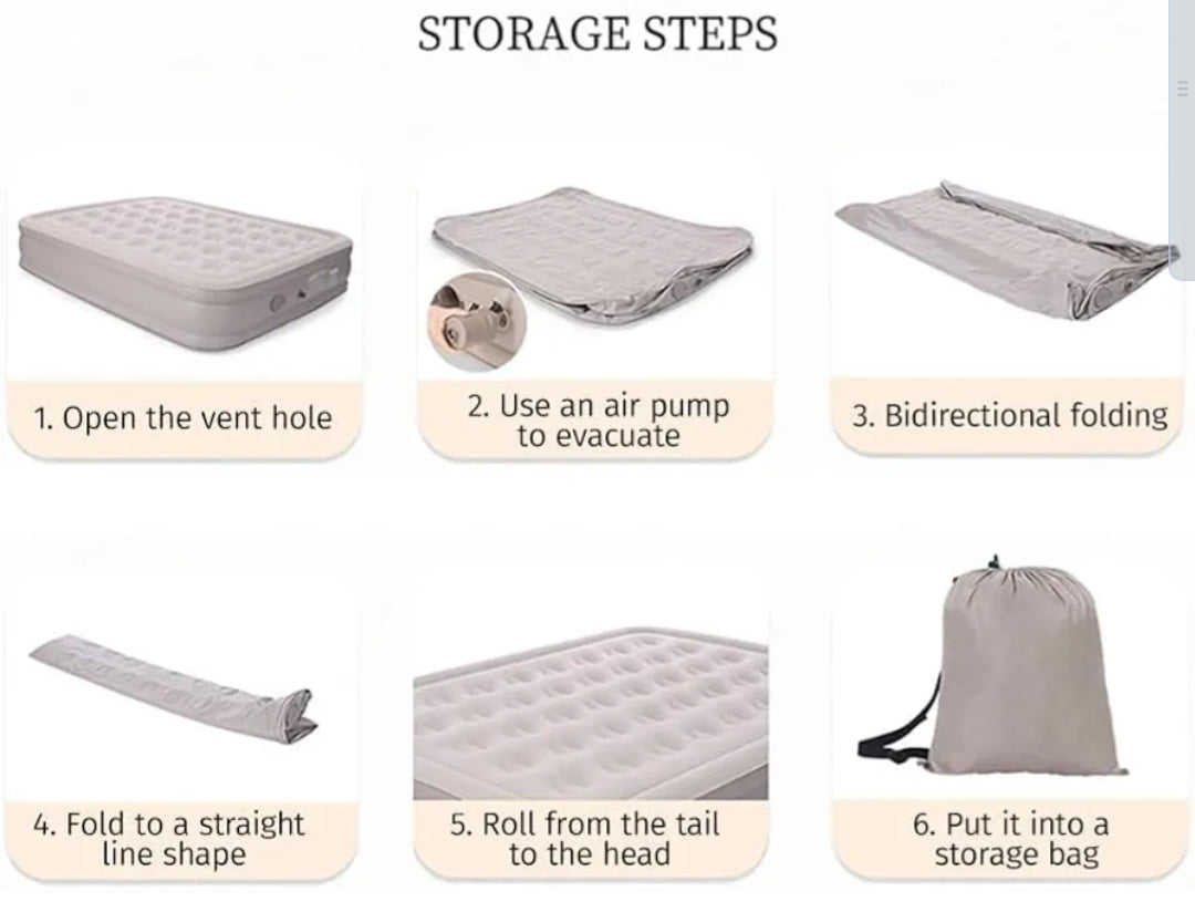 Quick Inflate Air Mattress with Built-in Pump (Ready in 2 Minutes)
