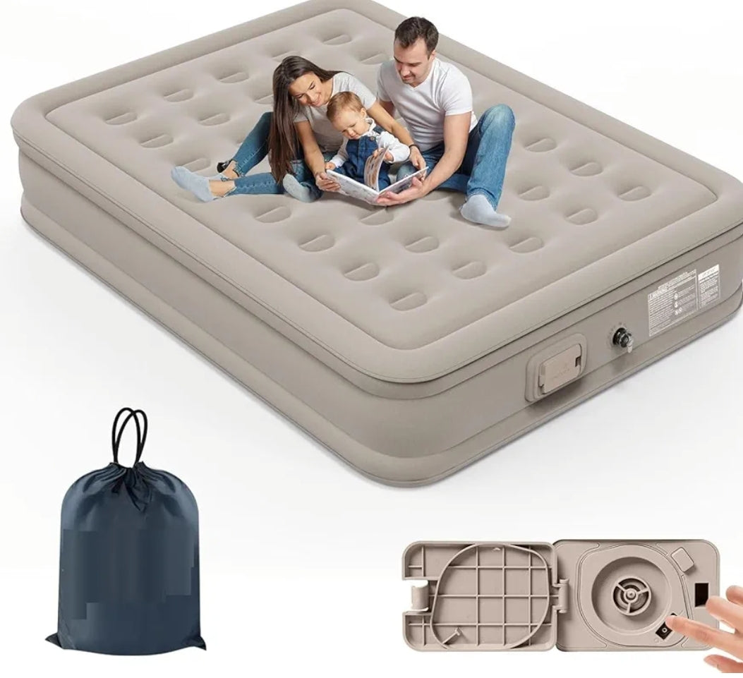 Quick Inflate Air Mattress with Built-in Pump (Ready in 2 Minutes)
