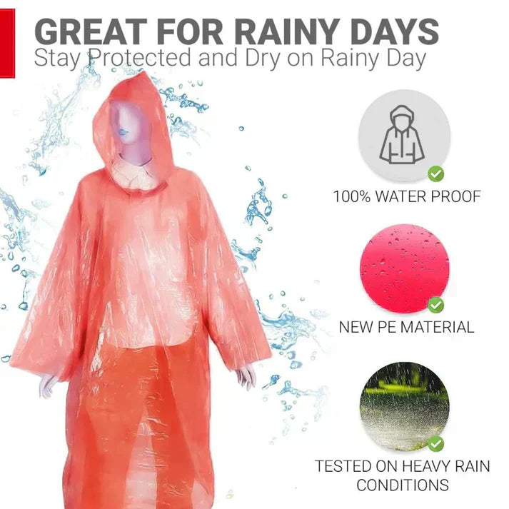 Emergency Disposable Rain Card (Pack of 5) – Ultra-Compact Waterproof Poncho, Wallet-Sized for Commuters & Outdoors