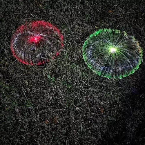 Jellyfish Solar Garden Lights (Pack of 2) – Color-Changing Fiber Optic Lights for Patios, Pathways & Festive Decor