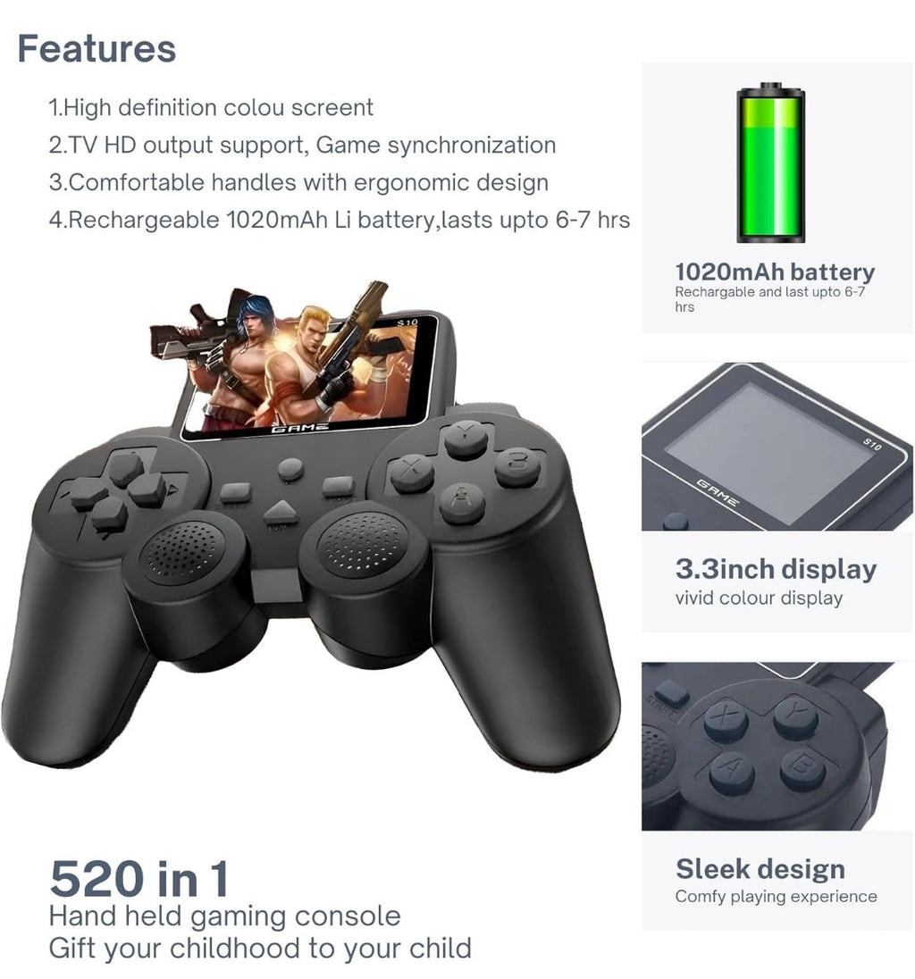 Retro Handheld Game Console with 500+ Built-in Games & TV Output