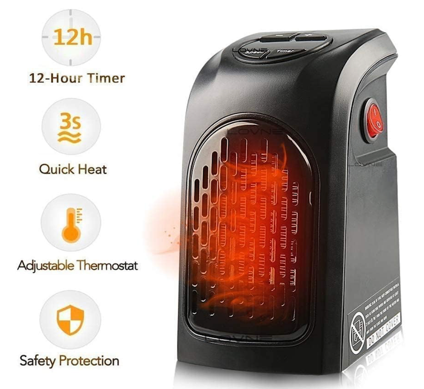 InstaWarm Pro Wall-Plug Personal Heater – 400W Ceramic Mini Blower with LED Display, Timer & Adjustable Thermostat