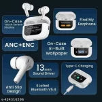 Wireless Earbuds with LED Display & Touch Control