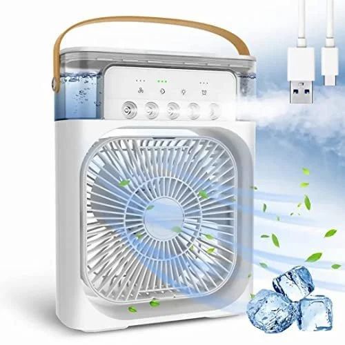 4-in-1 Portable Air Cooler – Personal Air Conditioner, Humidifier & Desktop Fan with 7-Color LED Night Light