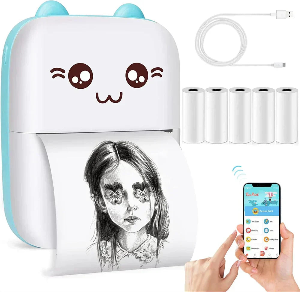 PrintX™ Mini Bluetooth Pocket Printer – Wireless Inkless Thermal Printer for Notes, Labels, Photos & Journaling