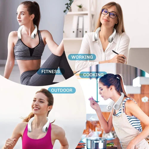 Bladeless Neck Fan – 360° Cooling Portable Wearable Fan, 4000mAh Rechargeable Battery & 3-Speed Turbo Airflow