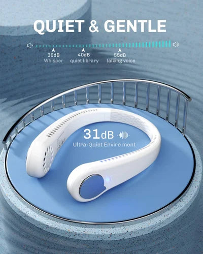 Bladeless Neck Fan – 360° Cooling Portable Wearable Fan, 4000mAh Rechargeable Battery & 3-Speed Turbo Airflow