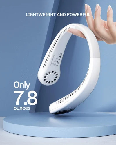 Bladeless Neck Fan – 360° Cooling Portable Wearable Fan, 4000mAh Rechargeable Battery & 3-Speed Turbo Airflow