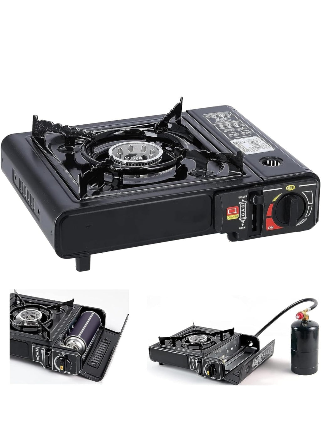 Portable Outdoor Gas Stove – Single Burner Camping Stove with Wind Protection & Adjustable Flame