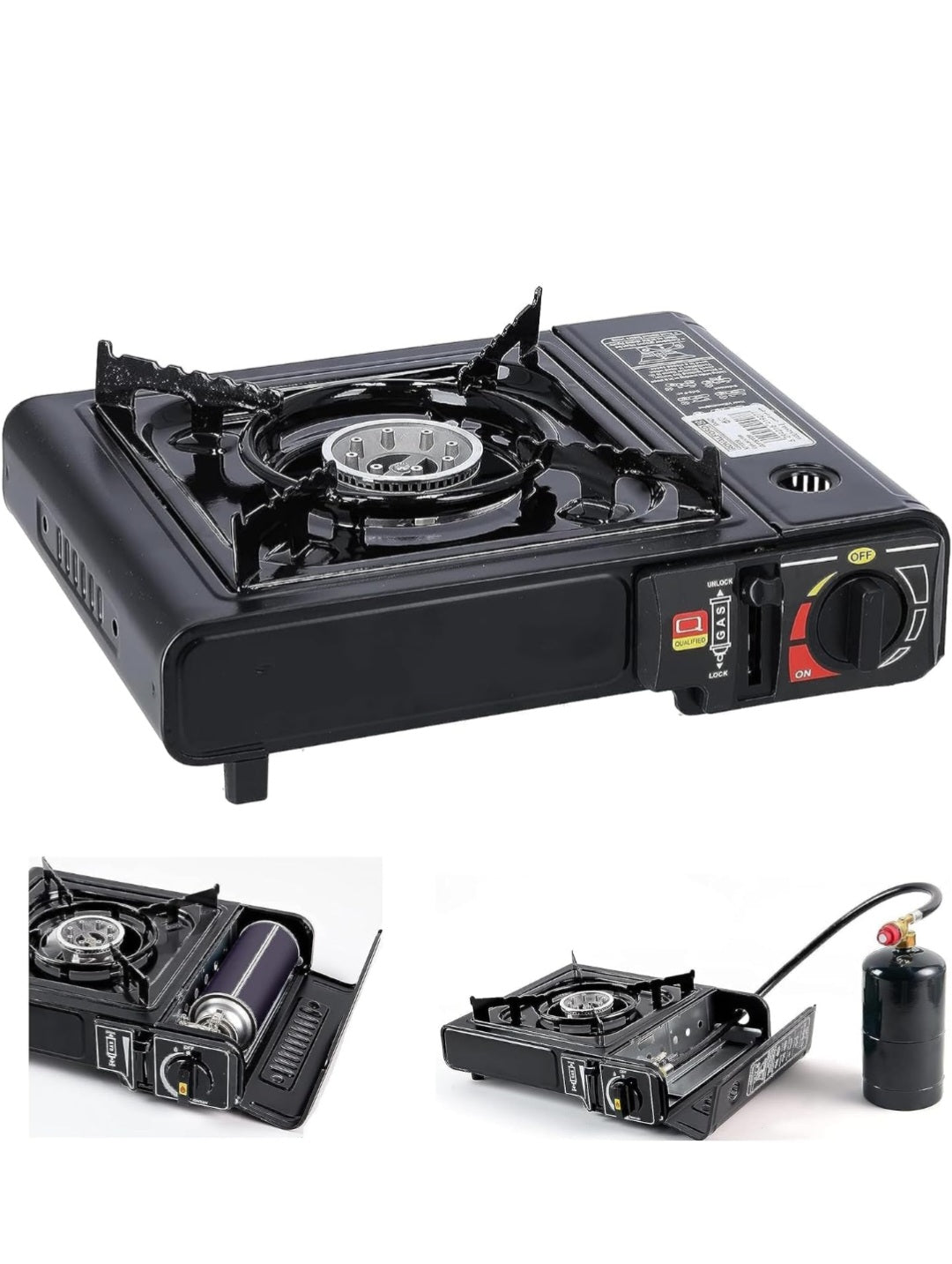 Portable Outdoor Gas Stove – Single Burner Camping Stove with Wind Protection & Adjustable Flame