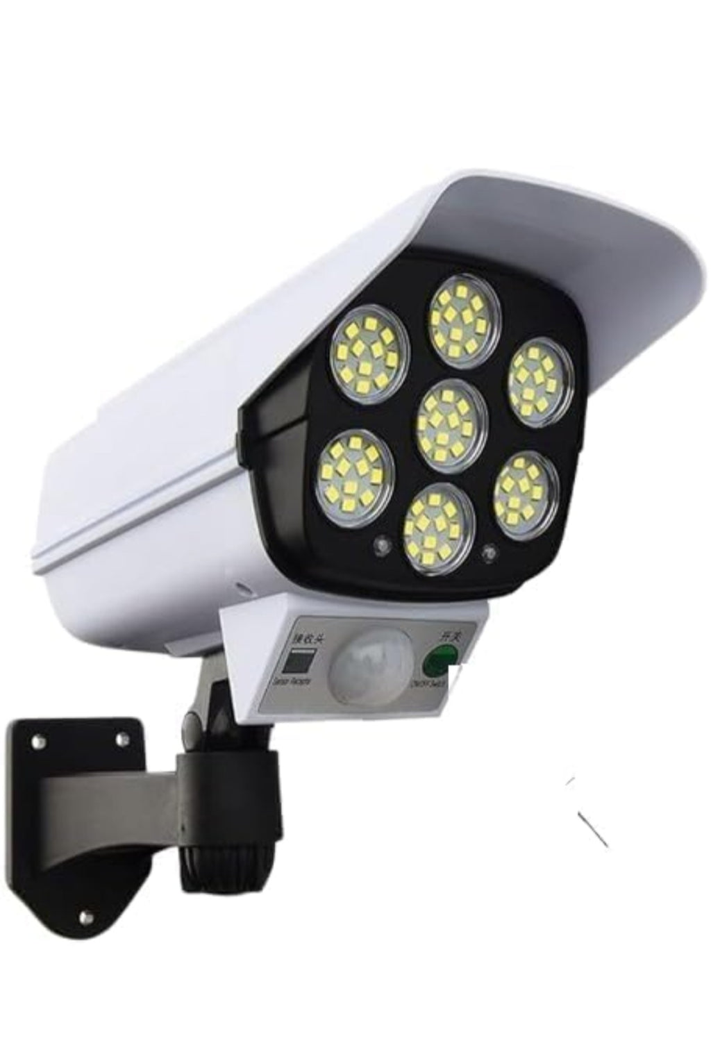 2-in-1 Solar Security Spotlight – Realistic Mock-CCTV Design, 77 Bright LEDs & Motion Sensor with Remote Control