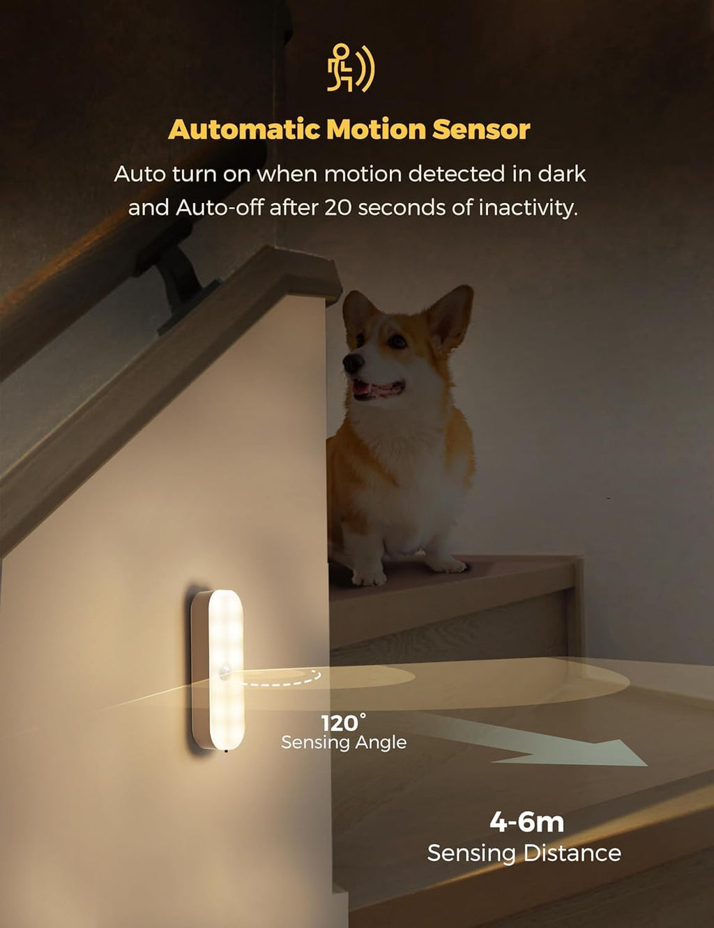 Smart Motion Sensor LED Night Light – Magnetic Rechargeable Wireless Cabinet Lamp with Auto On/Off & 3 Color Modes