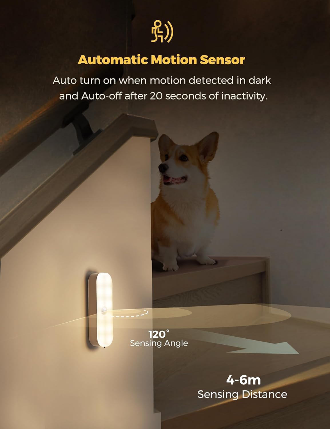 Smart Motion Sensor LED Night Light – Magnetic Rechargeable Wireless Cabinet Lamp with Auto On/Off & 3 Color Modes